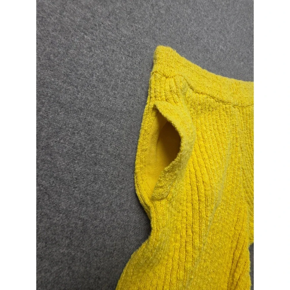 Free People FP Beach Knit Pants Women XS Yellow Flared Leg Elastic Waist Pull On